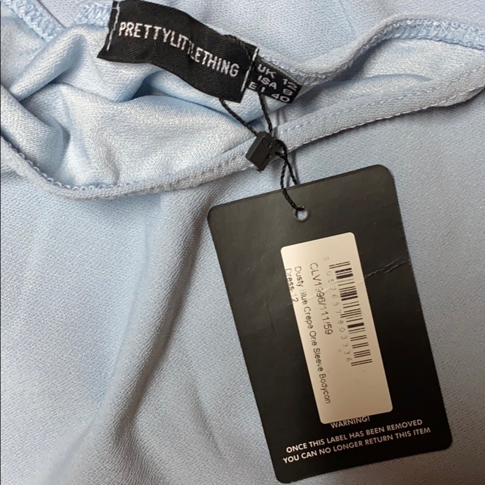 PRETTYLITTLETHING dusty blue crepe dress